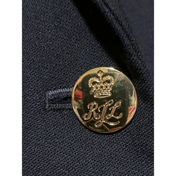 Vintage Lauren Ralph Lauren Gold Crown Crest Blazer 14 Rugby Preppy 100% Wool - Picture 4 of 10